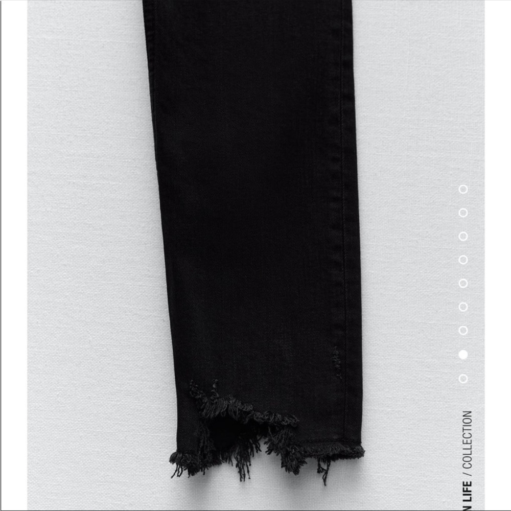 ZARA the skinny ripped ankle black denim‎ jeans NWT - Picture 8 of 8